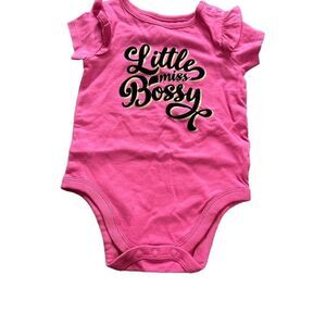 •Brand New• Garanimals Little Miss Bossy Pink Flutter Onesie. 12M.